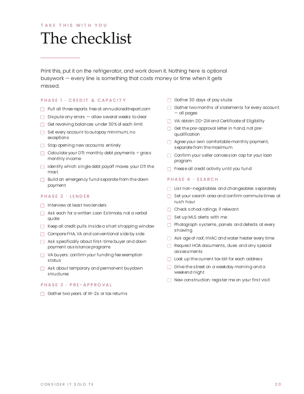 The checklist