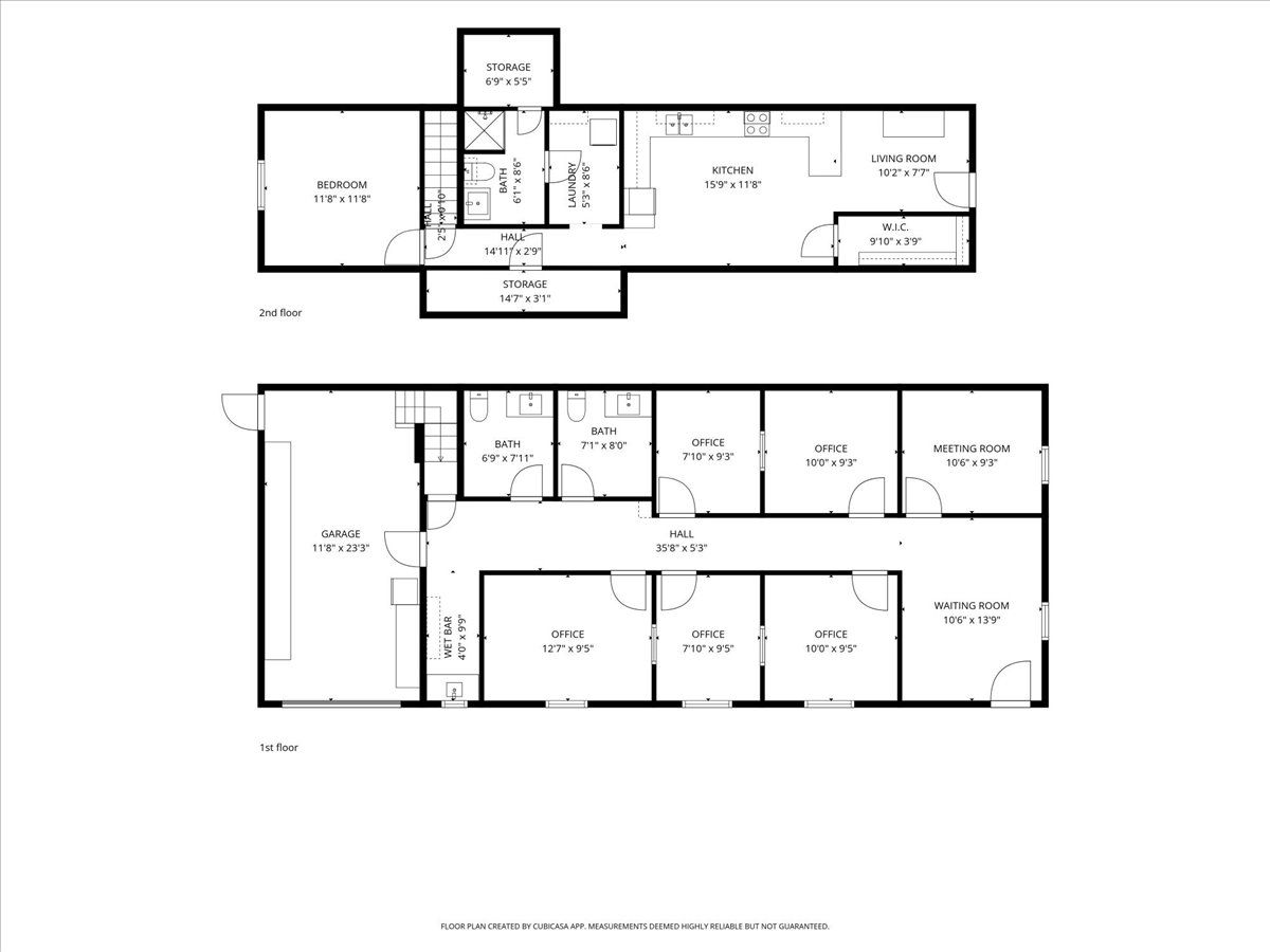 Floor plan of both floors with room dimensions