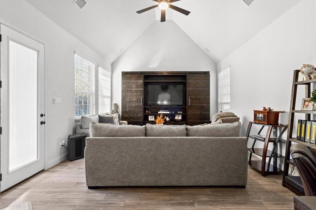 Second living area with vaulted ceiling